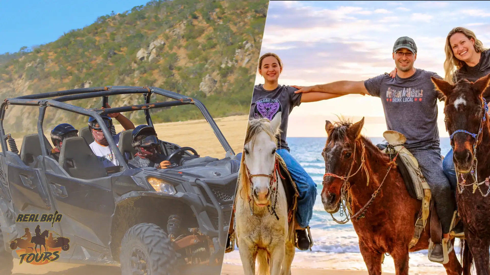 Triple UTV and three horses