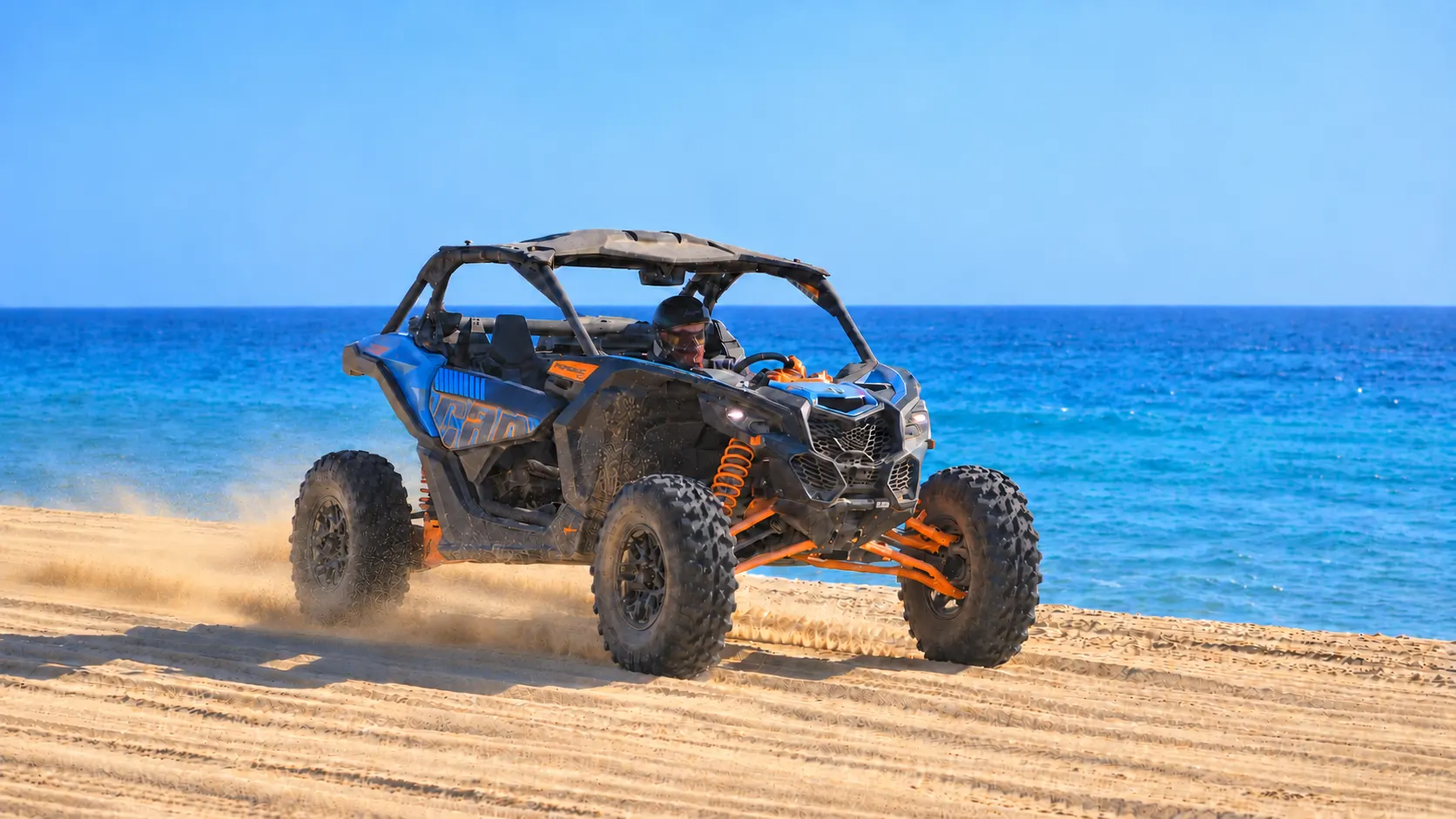 Single X3 Can-Am Maverick riding on the beach in Cabo San Lucas