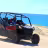 Blue QUAD UTV buggy with tourists manejando on playa de arena with turquoise ocean water in Baja California Sur